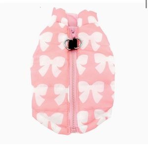 Pink Dog Coat with White Bows NEW